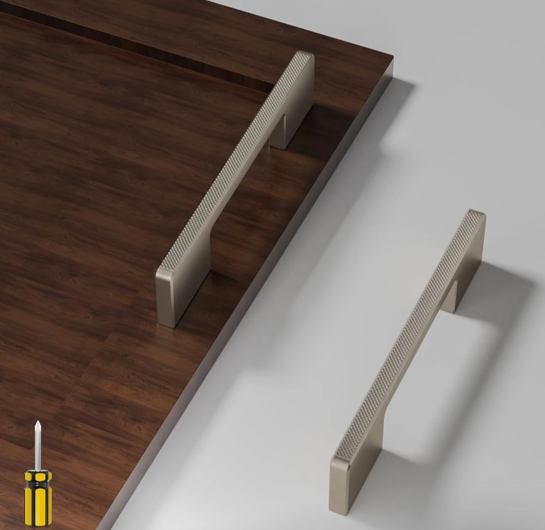 Brushed Knurled Cabinet Drawer Pulls (Set of 10)