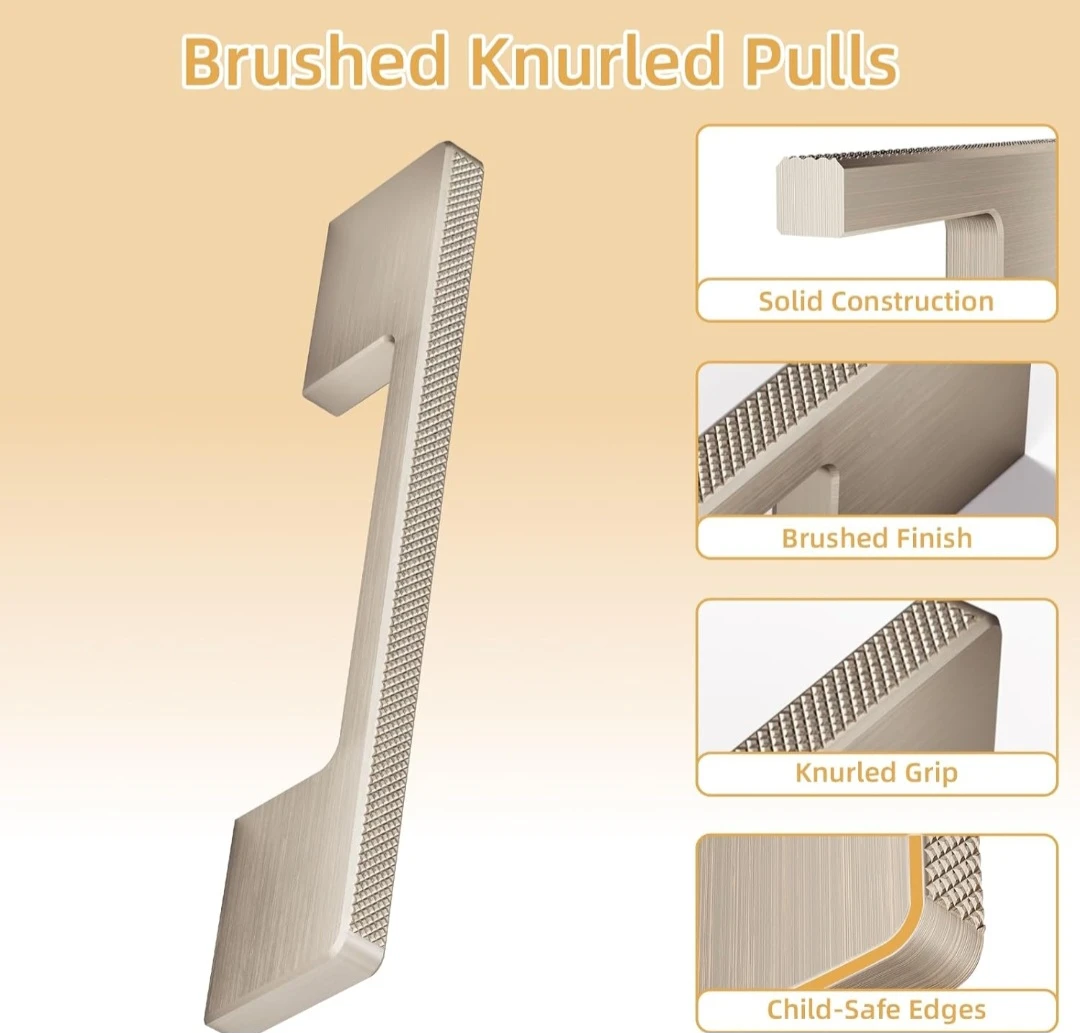 Brushed Knurled Cabinet Drawer Pulls (Set of 10) - photo 2