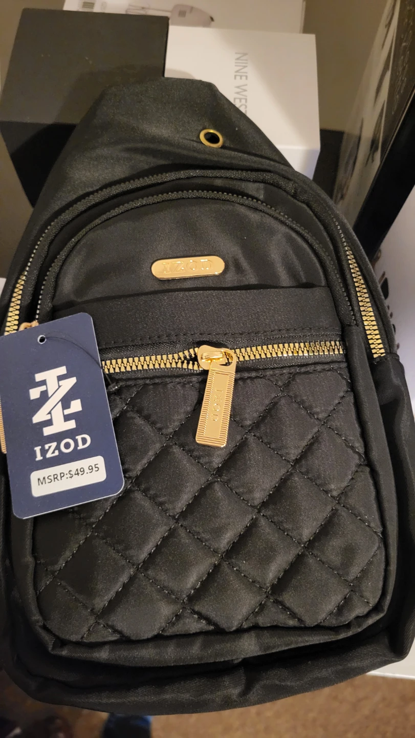 IZOD Black Quilted Sling Backpack