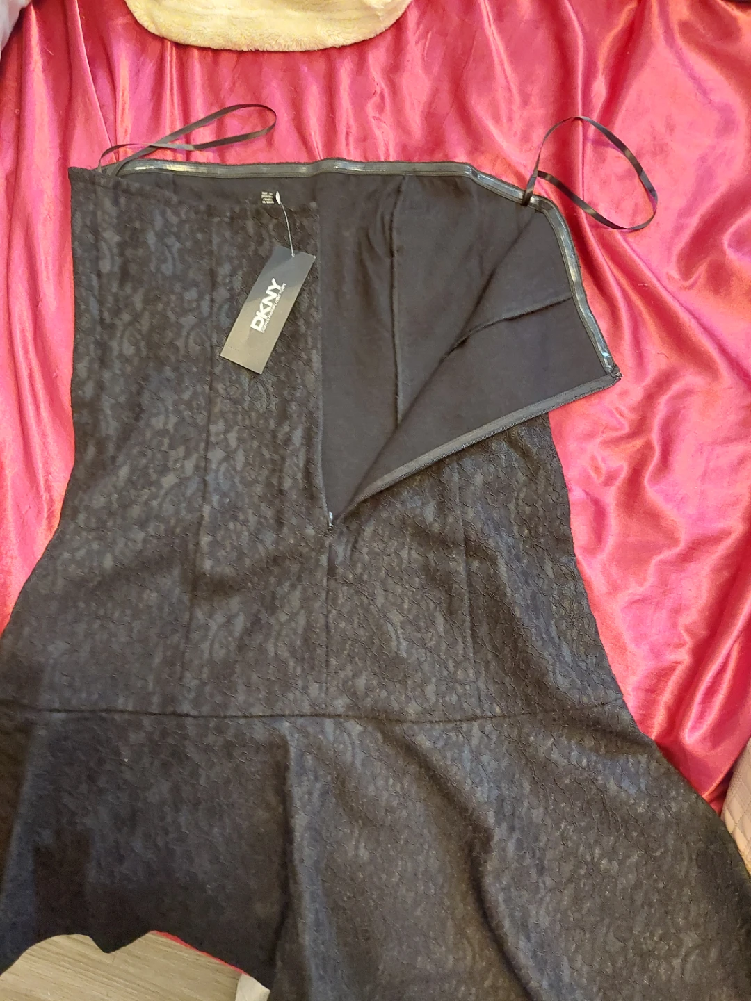DKNY Black Lace Strapless Dress Size 12 - photo 3