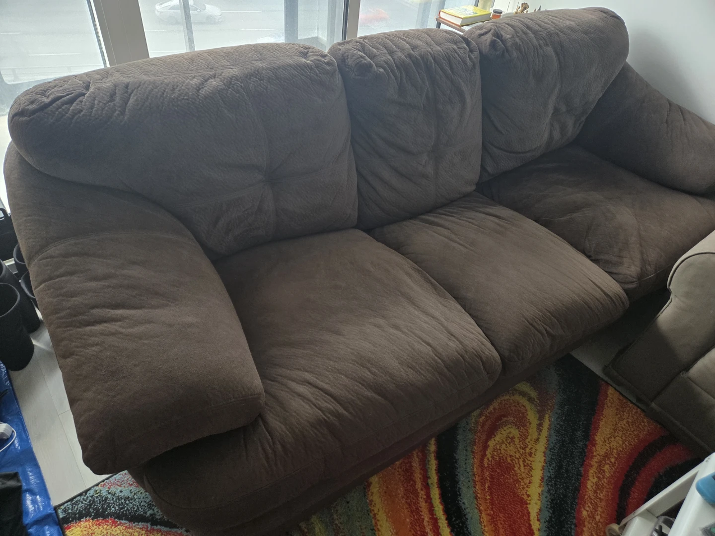MOVING OUT SALE!! - Plush Dark Brown Three-Seat soft Sofa/couch - photo 3