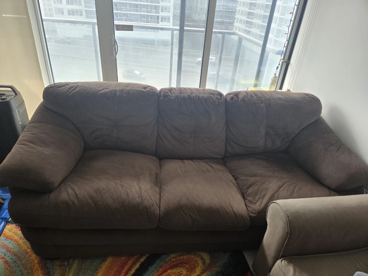 MOVING OUT SALE!! - Plush Dark Brown Three-Seat soft Sofa/couch - photo 4