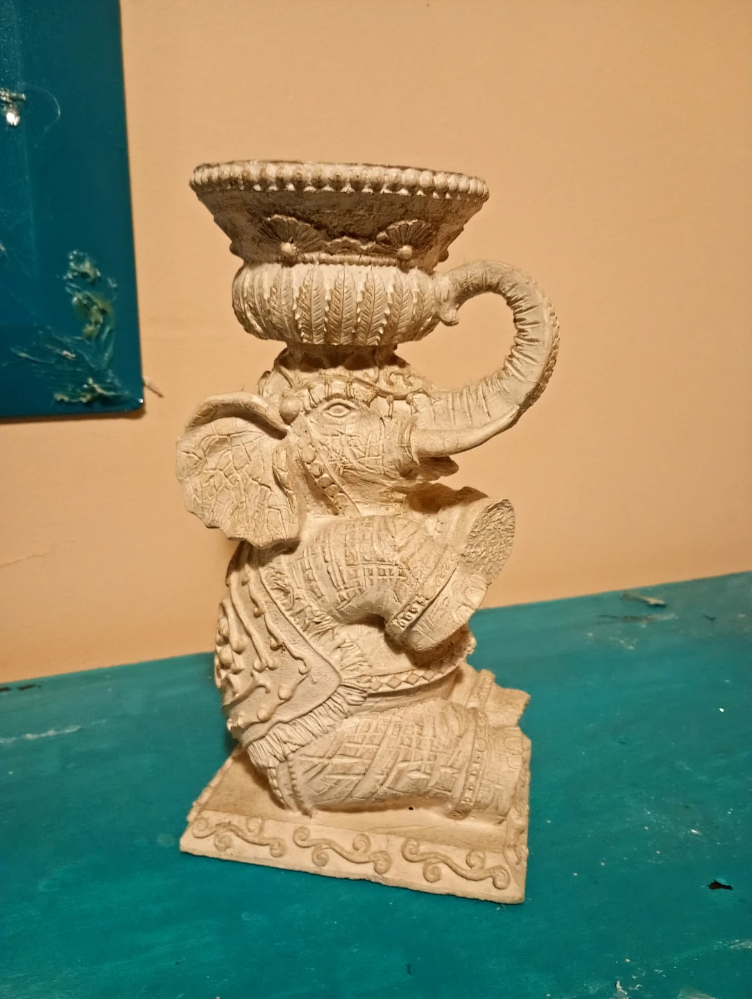 Elephant shaped candle holder statue - photo 3