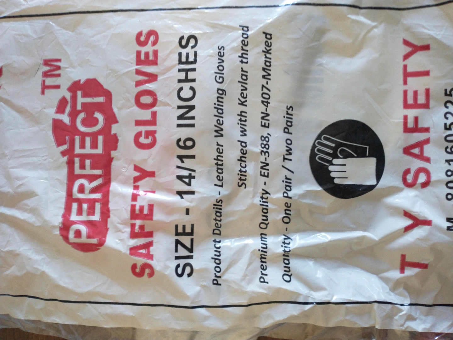 PERFECT Safety Leather Welding Gloves - Size 14/16 Inches - photo 2