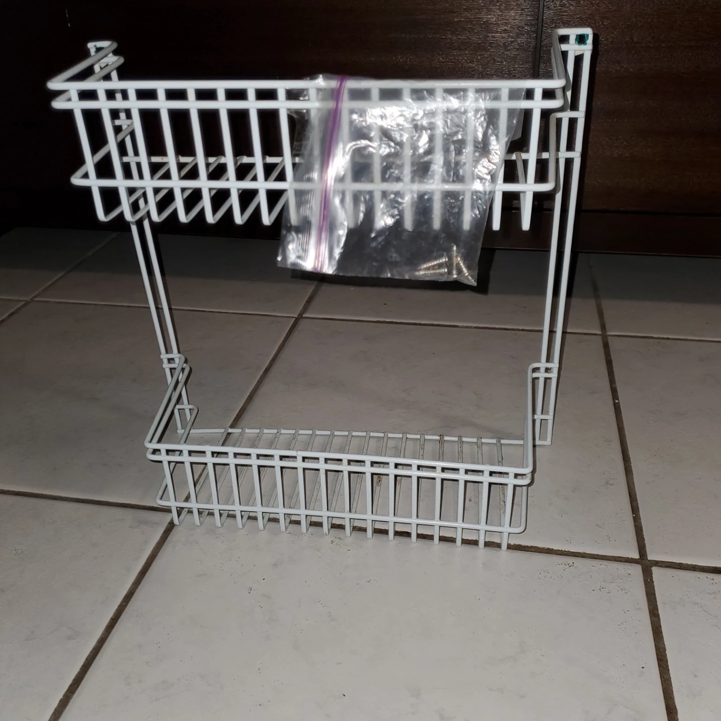 White Wire Storage Basket with Screws - photo 2