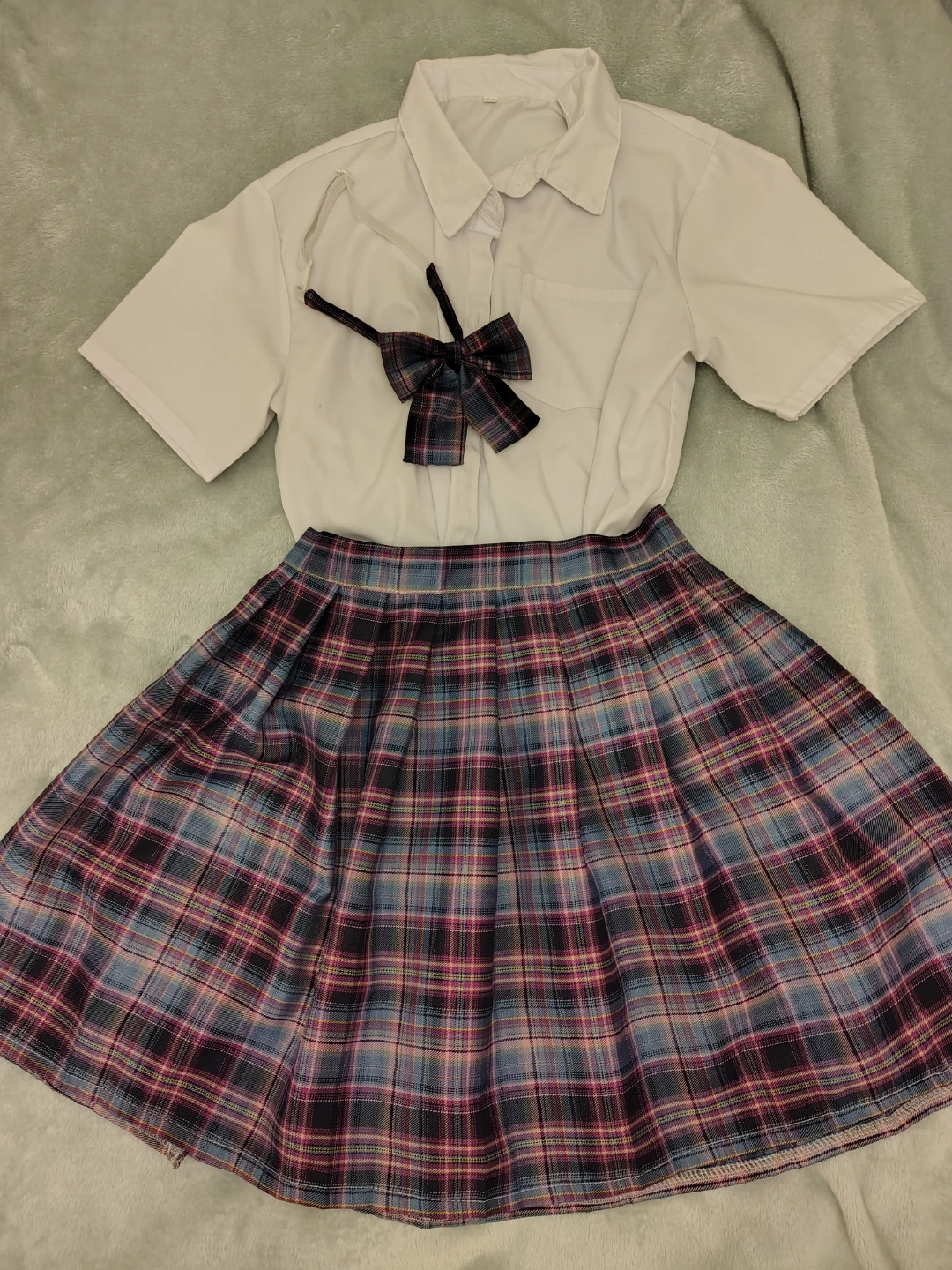 Cosplay Plaid Skirt and Bow Tie