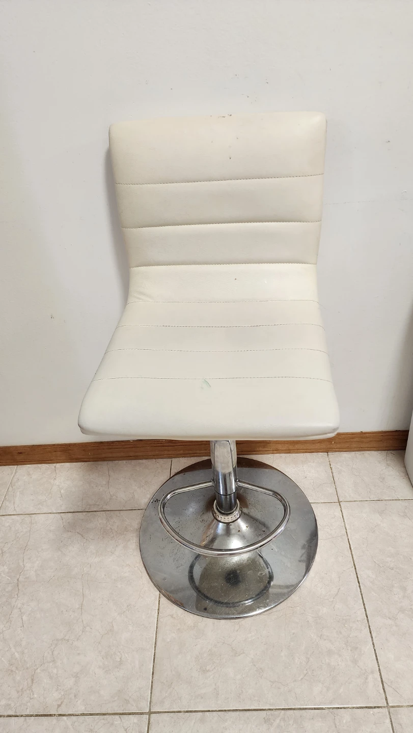 White Faux Leather Adjustable Bar Stool