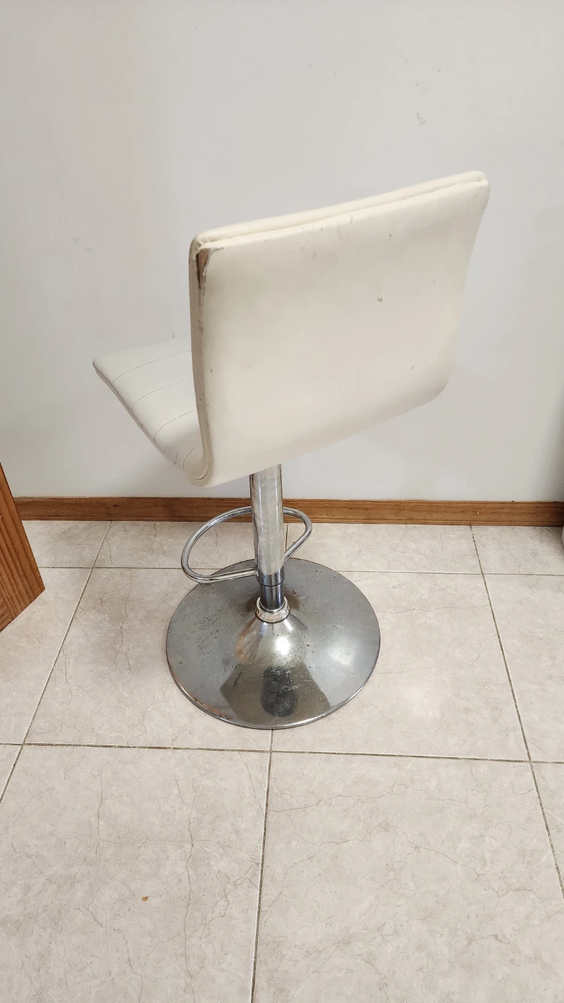 White Faux Leather Adjustable Bar Stool - photo 4