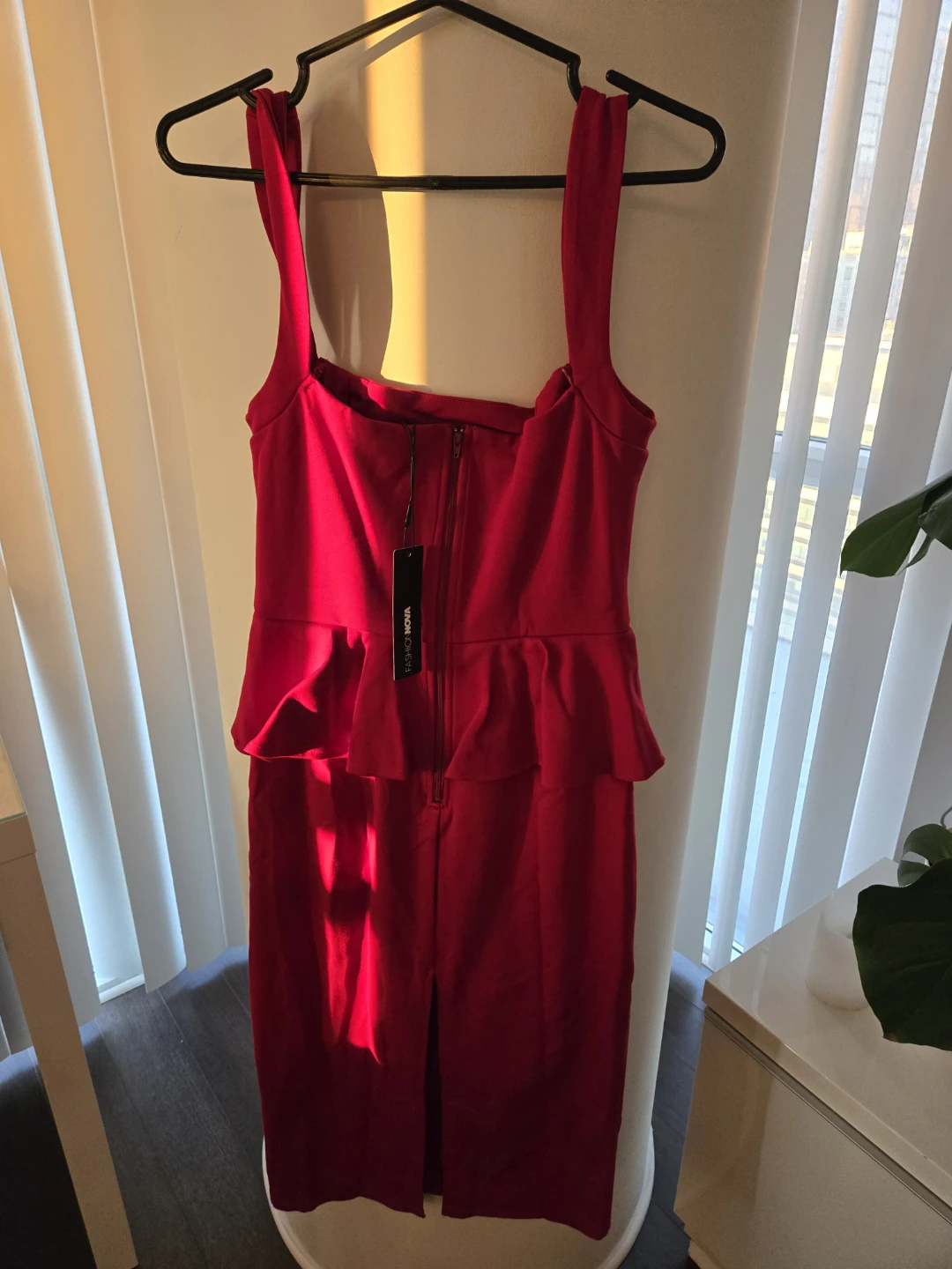 Fashion Nova Red Peplum Dress with Zipper Detail - photo 2