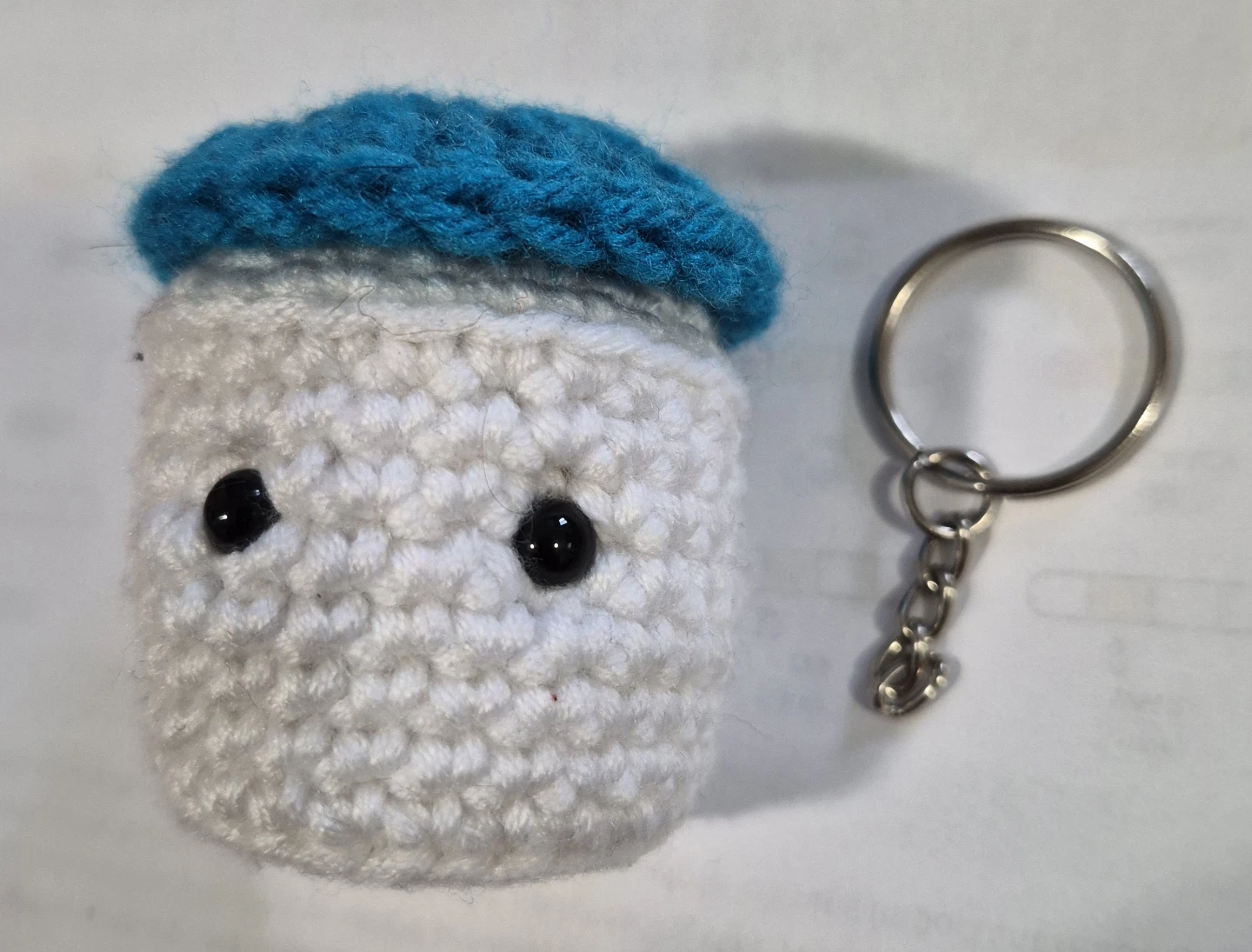 Handmade Crocheted  Marshmellow Keychain - photo 3