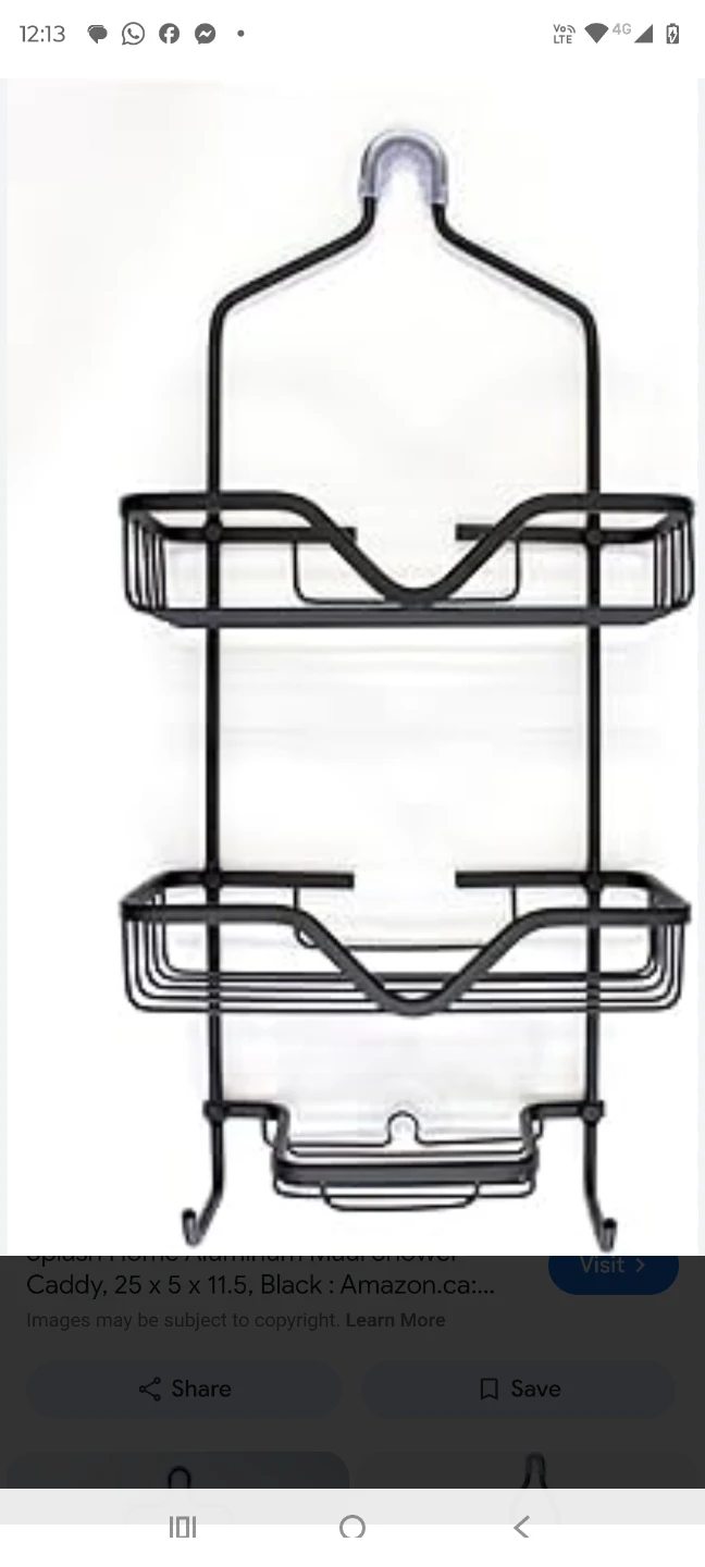 Splash Home Aluminum Shower Caddy - Black