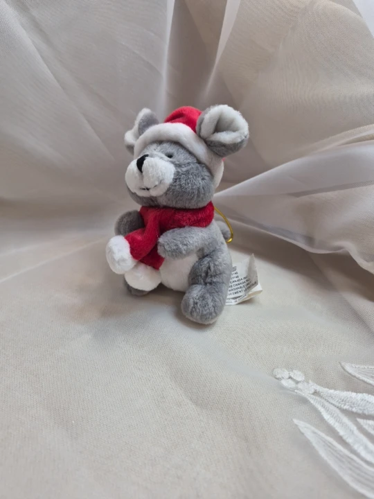 Vintage Sears Christmas Holiday 4 1/2" Mouse Plush Ornament