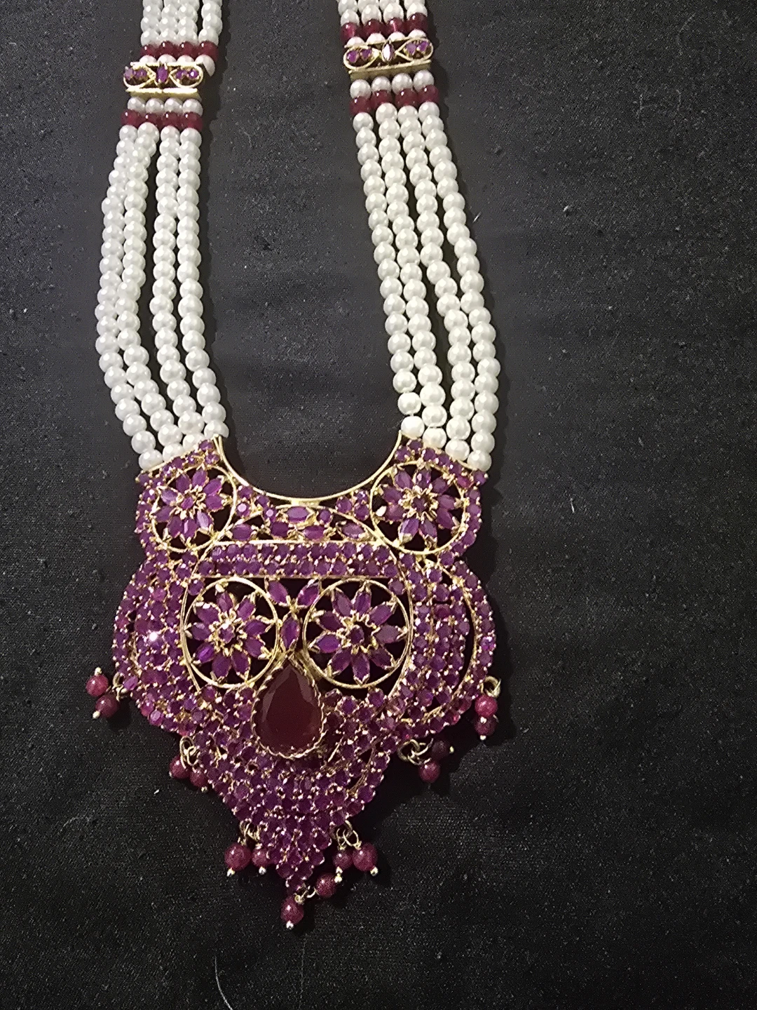 Pearl  and ruby  long Necklace  Set - photo 3