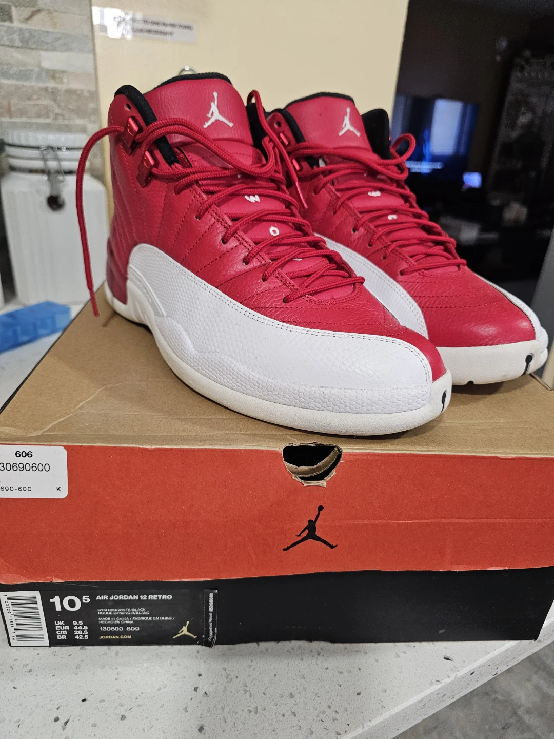 Air Jordan 12 Retro Men's Shoes - Red/White Size 10.5 - photo 2