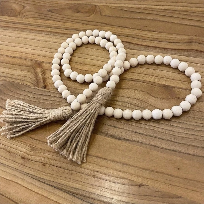 Wooden Bead Garland with Tassels x2 - photo 2