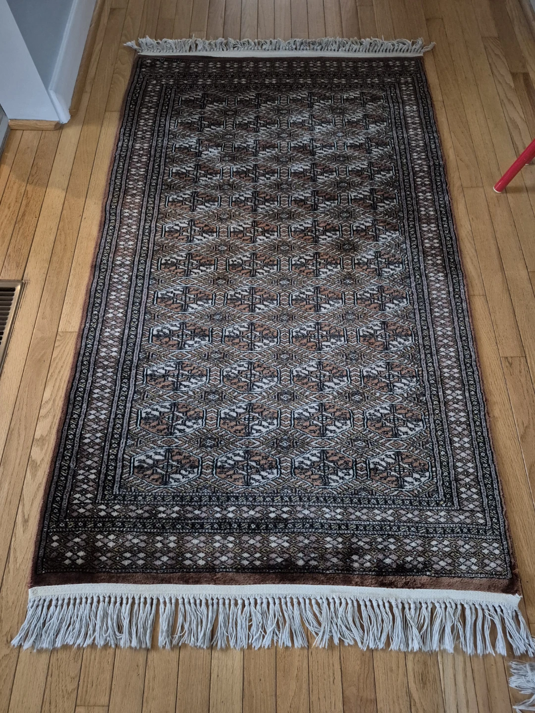 Indo-Persian carpet Bokhara "Elephant Foot" rug Handmade Wool