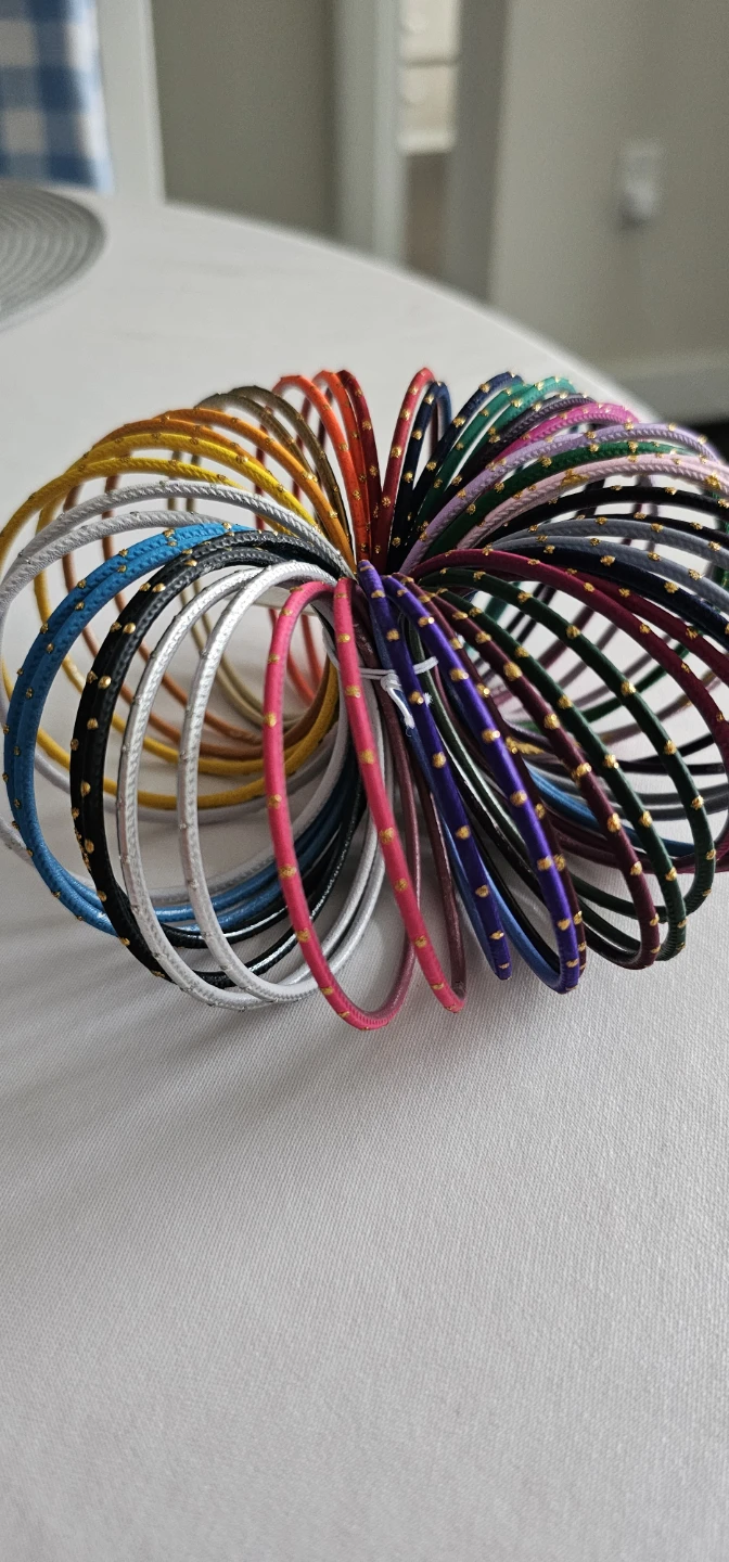 Set of Colourful Bangle Bracelets with Gold Dots - photo 3
