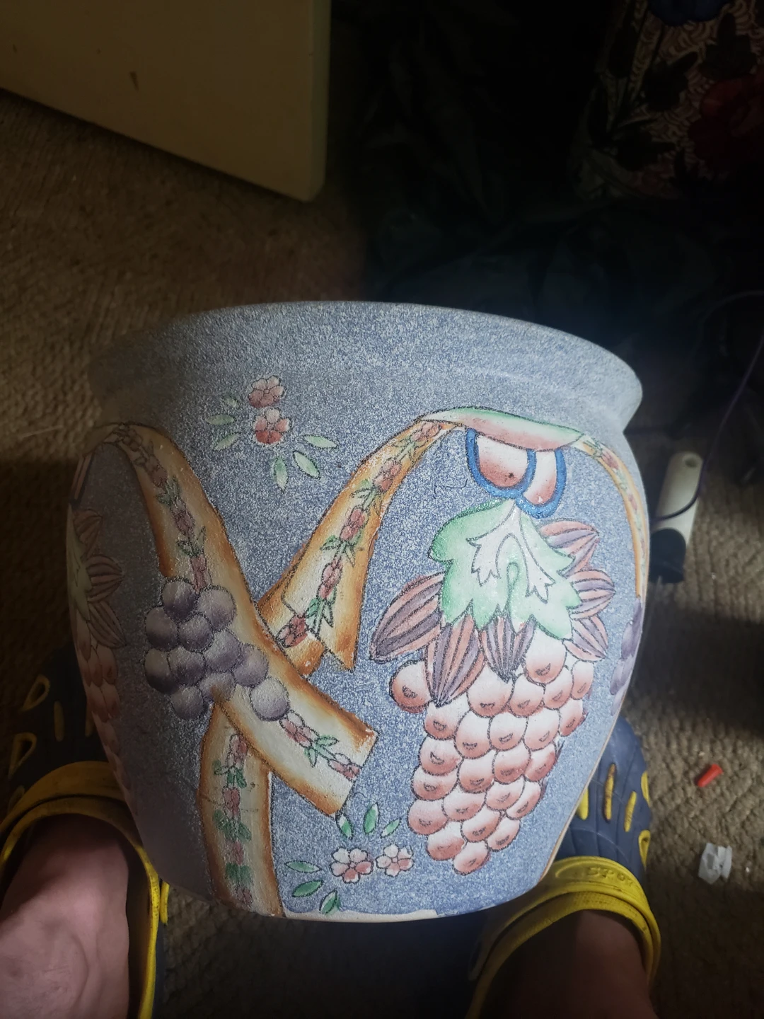 Decorative imported Planter Pot with Grapes Design