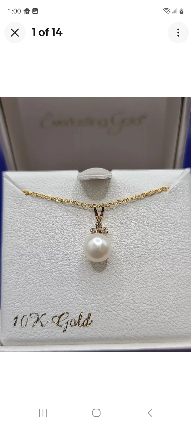 ♥️ New 10kt Gold Genuine Pearl Pendant with Cz - photo 3
