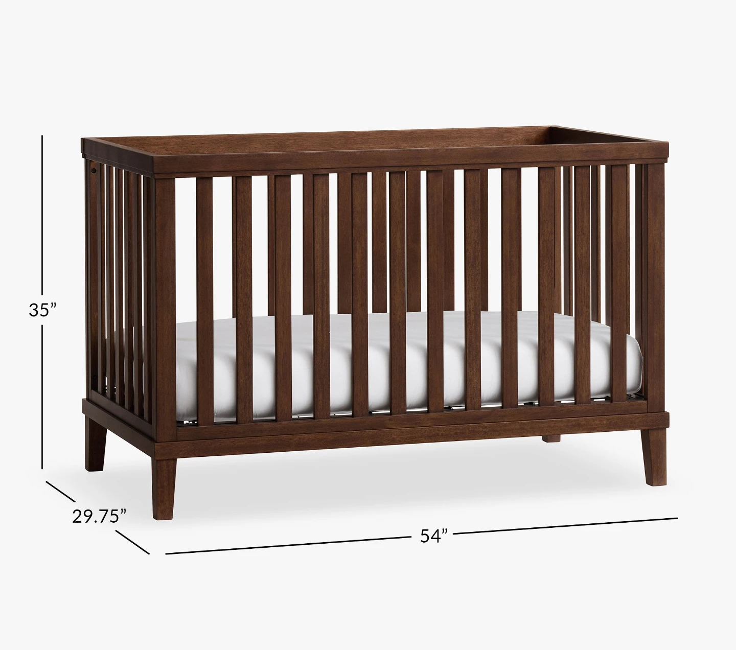 Dark Brown Wooden Crib with Mattress