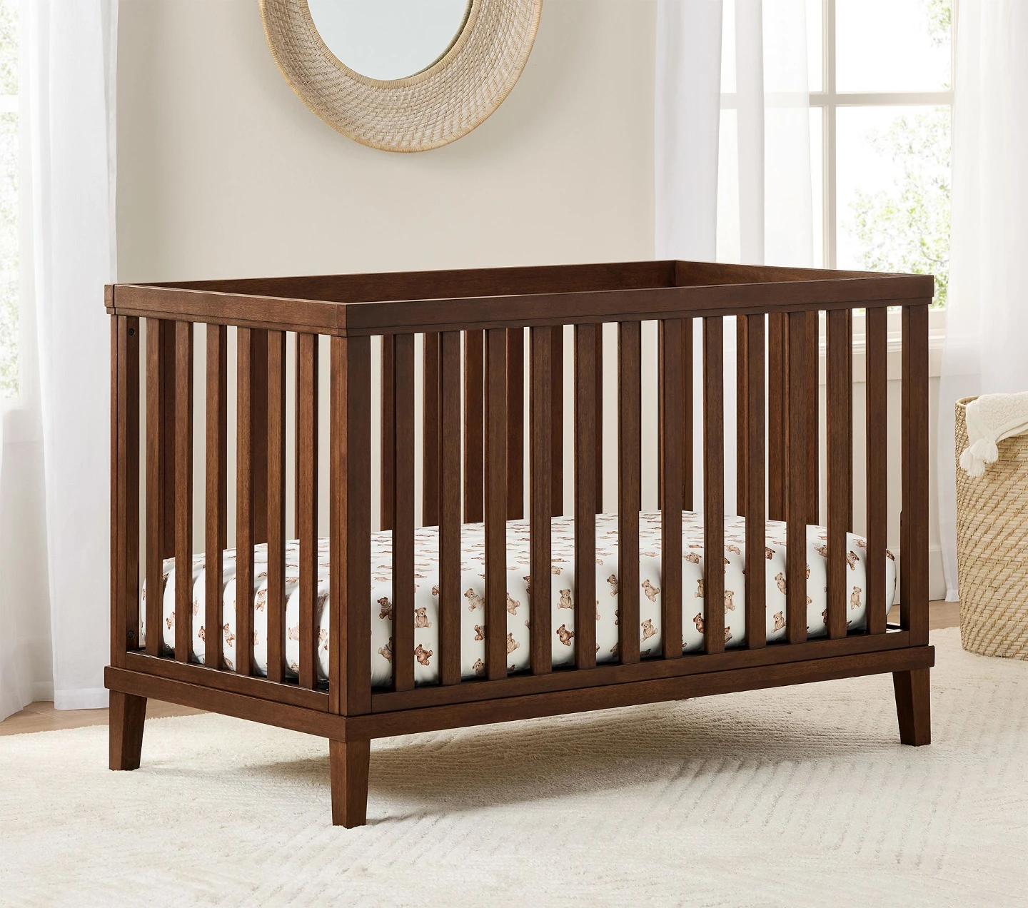 Dark Brown Wooden Crib with Mattress - photo 2