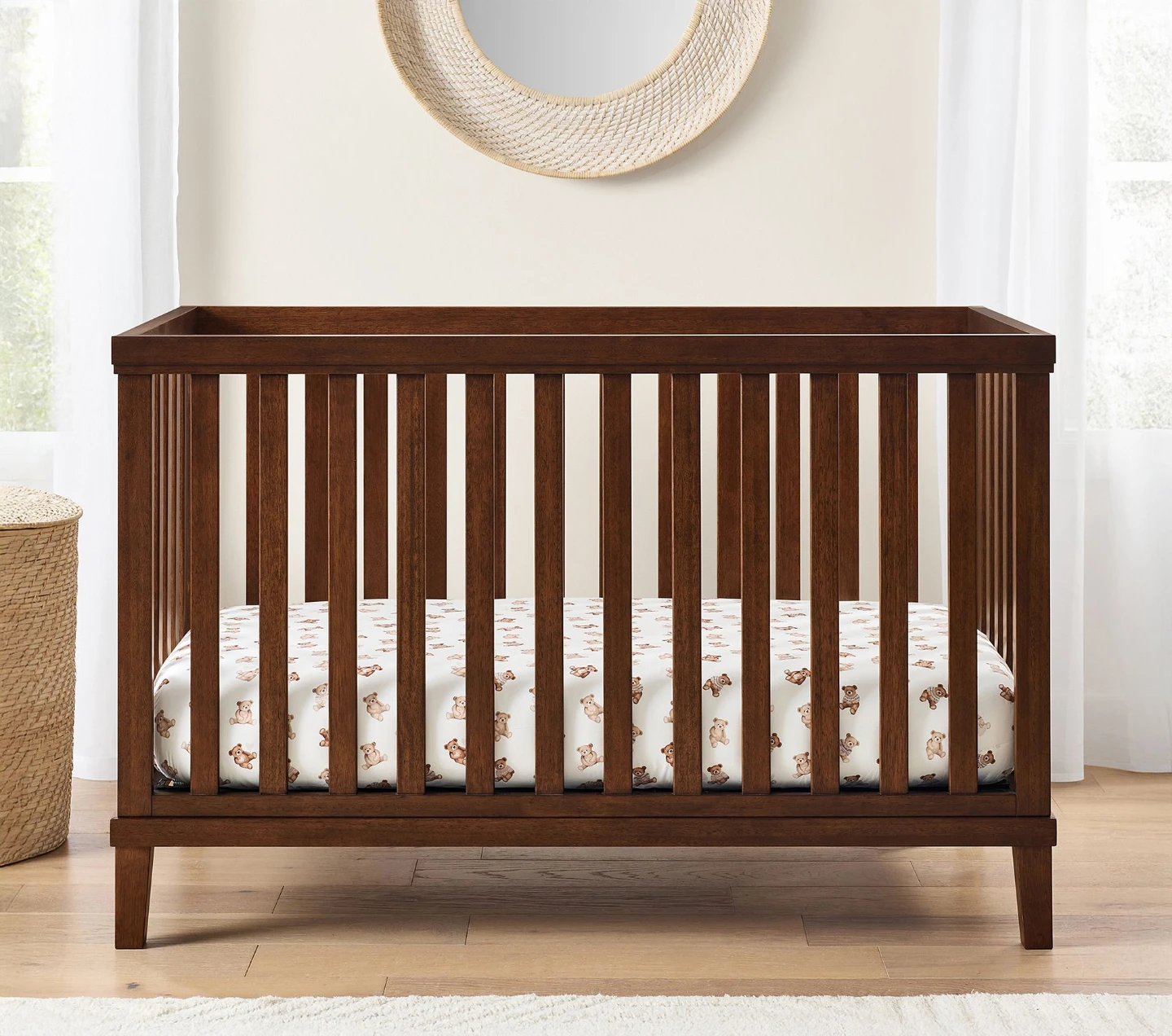 Dark Brown Wooden Crib with Mattress - photo 3