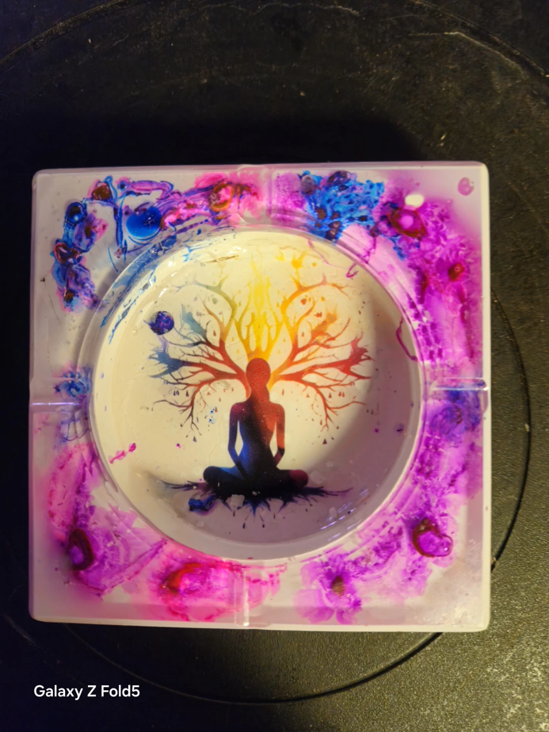 Cendrier décoratif en résine avec motif arbre de vie/Handmade - photo 5