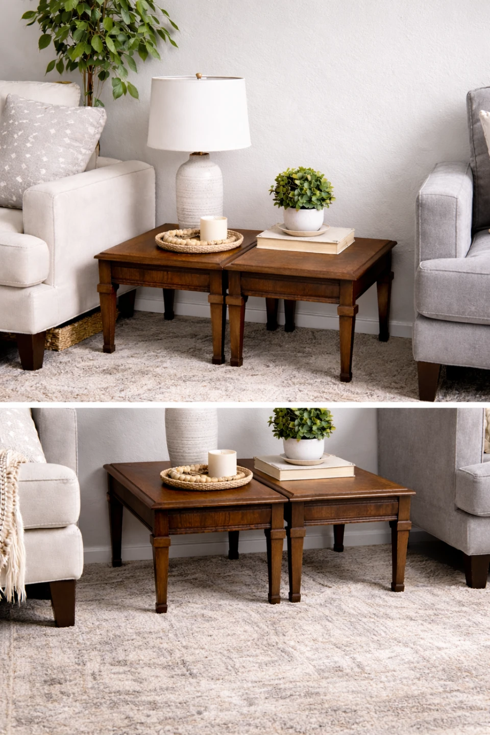 Lane End Table Set - 2 Dark Brown Wood Accent Tables