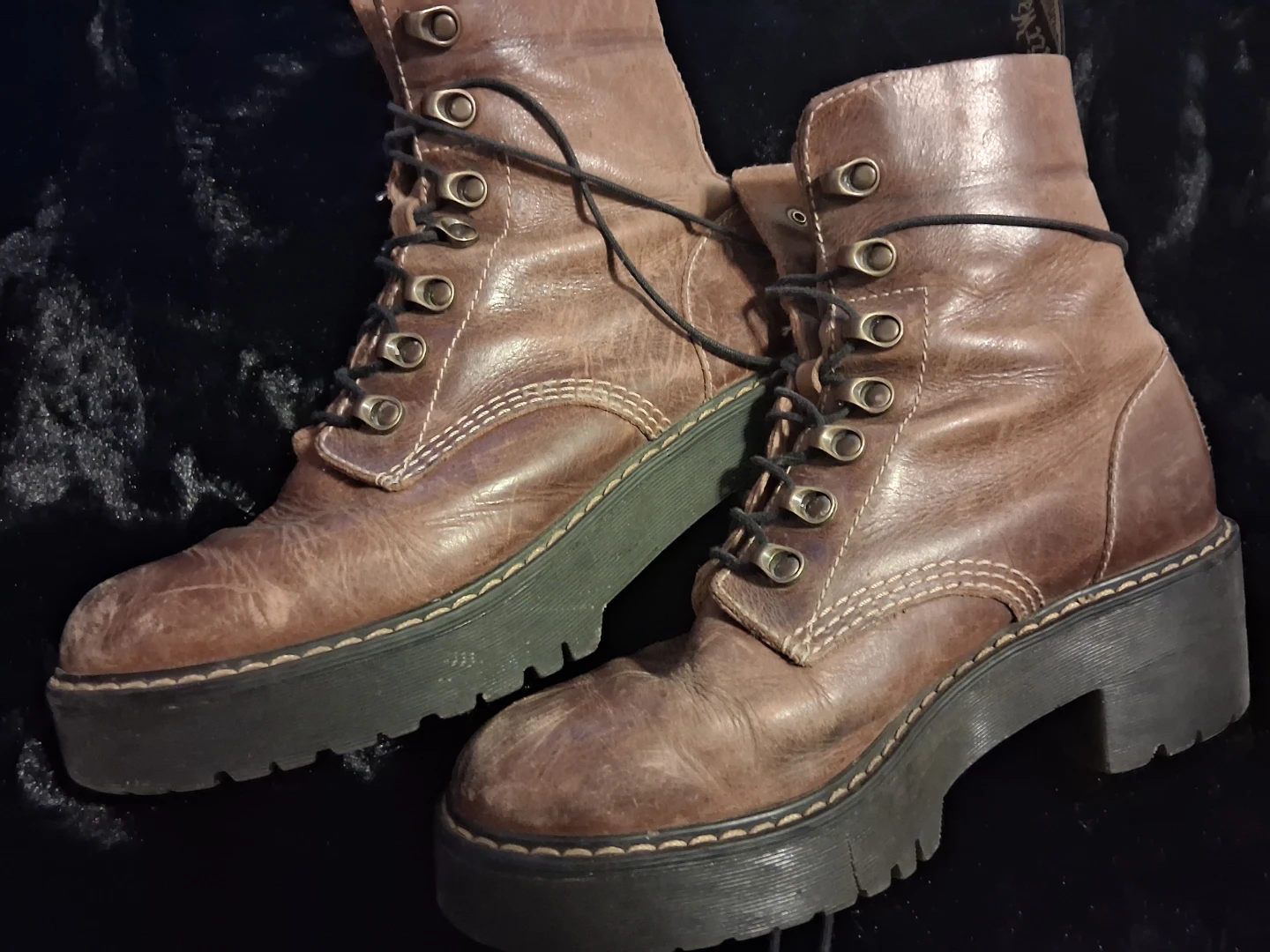 Brown Leather Platform Combat Boots - photo 3