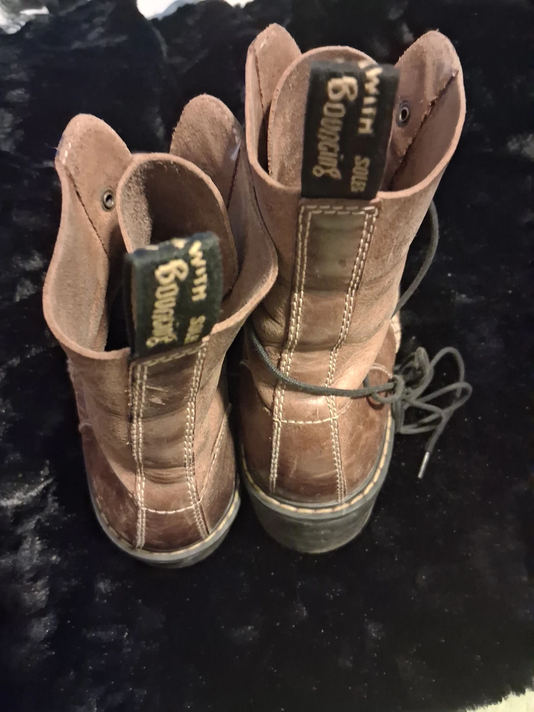 Brown Leather Platform Combat Boots - photo 5