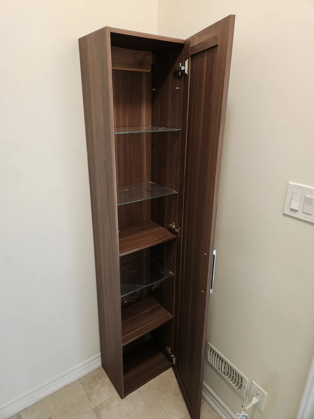 Tall Wood Cabinet with Shelves - photo 5