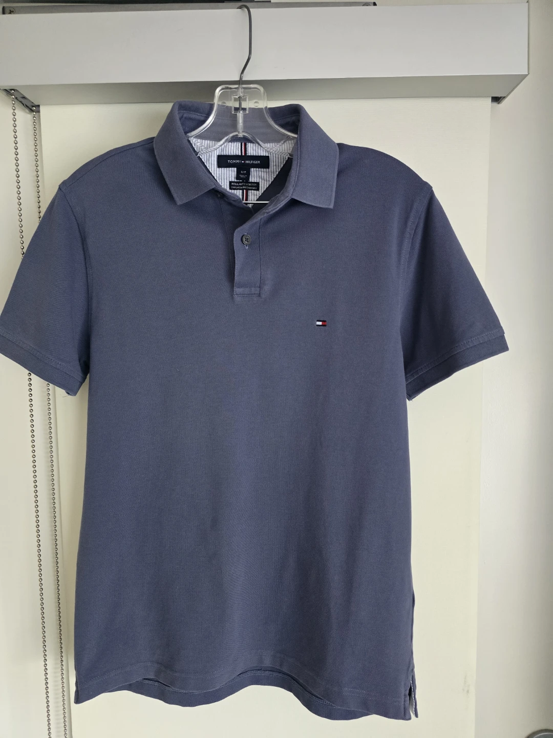 Men's blue/grey polo t-shirt (size small)
