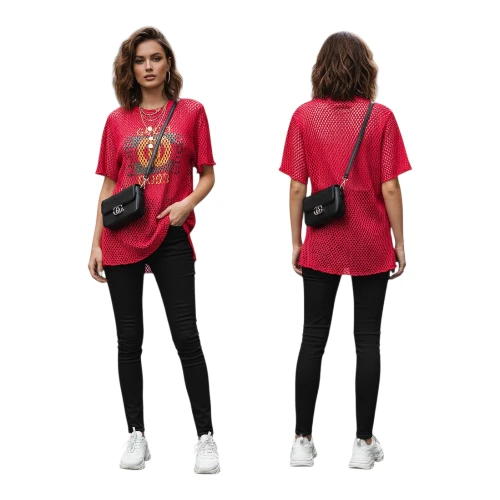 Gucci Red Mesh Logo Graphic T-Shirt - Short Sleeve Size M - photo 5
