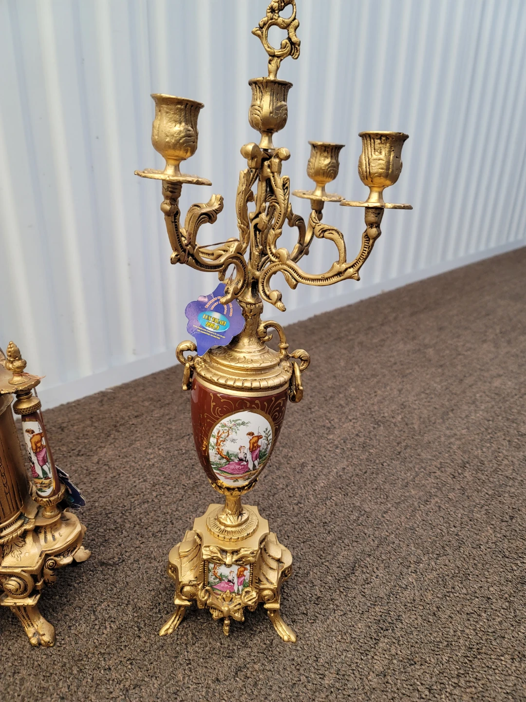 Vintage Style Gold Candelabra & Clock Set - photo 4