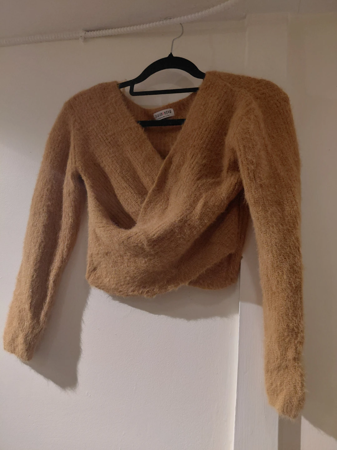 Fuzzy Brown Wrap Sweater