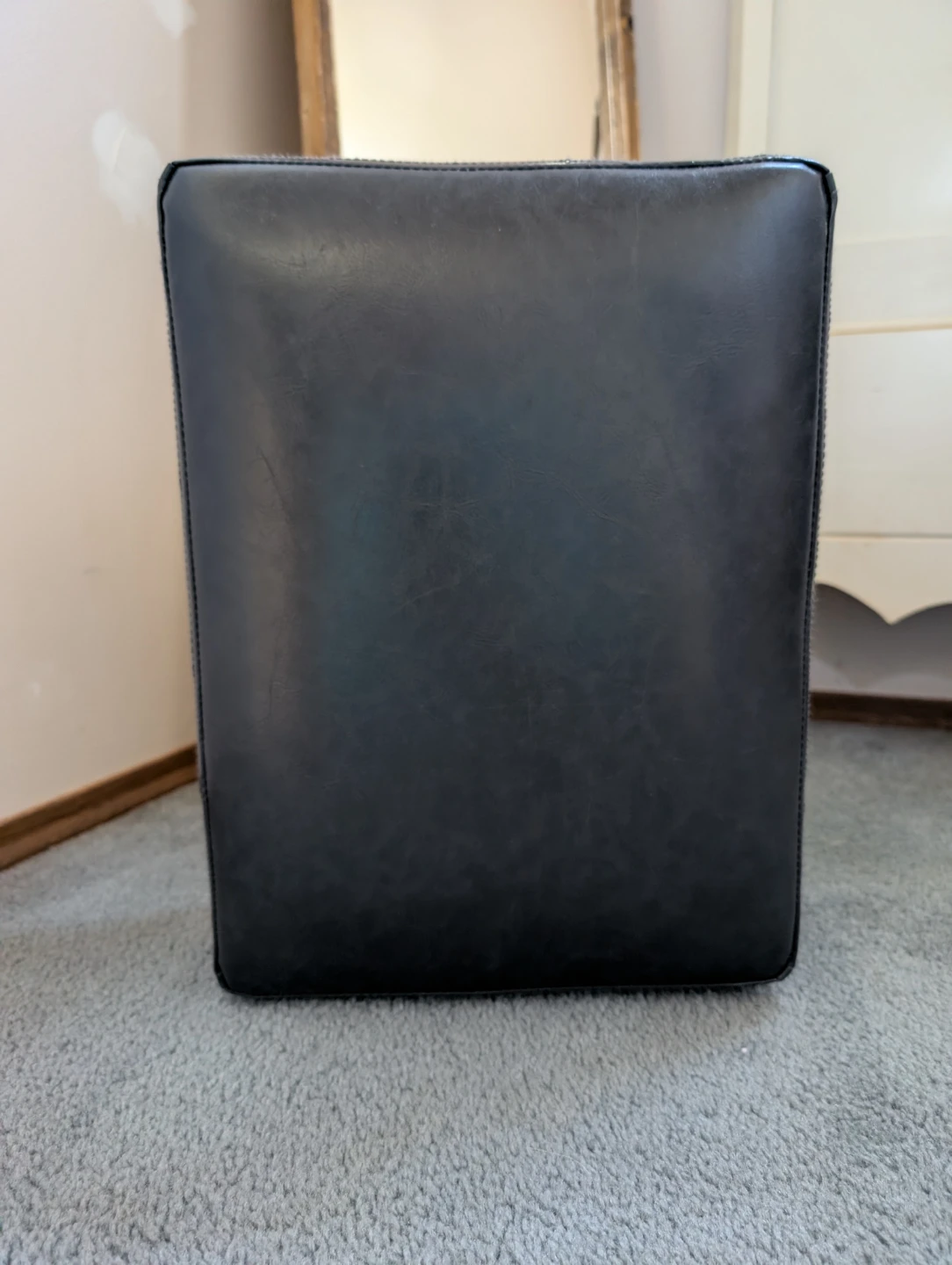 Grey Faux Leather Footstool Ottoman - photo 3