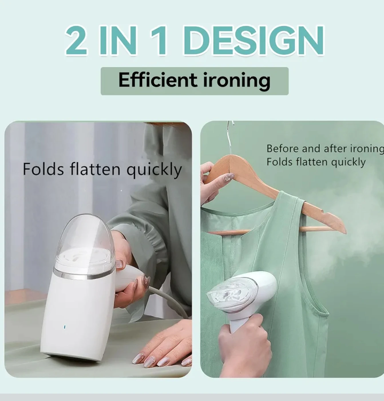 White Foldable Handheld Garment Steamer - photo 4