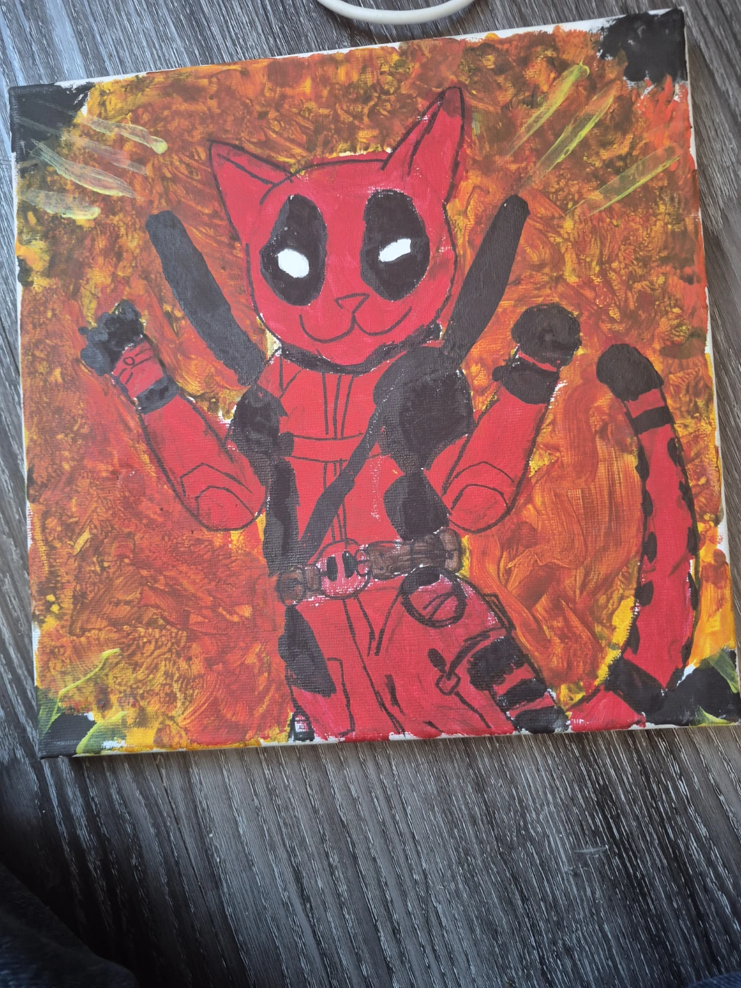 Deadpool Cat Canvas Painting