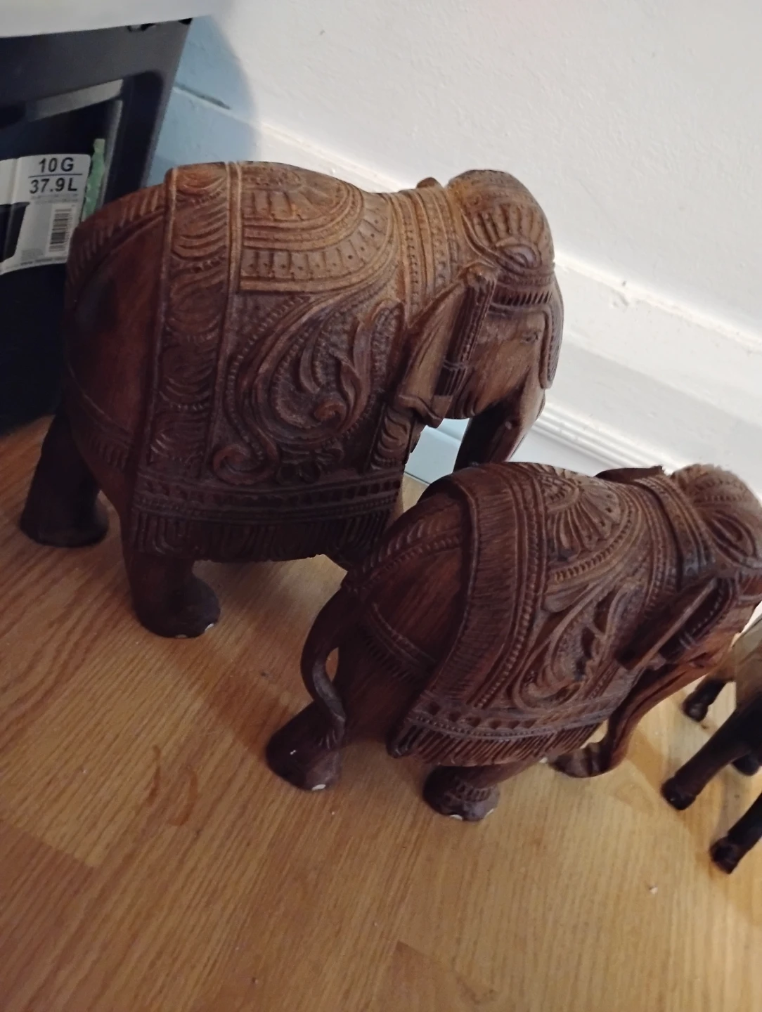 African Hand Carved Solid Hardwood Elephant Highly Detaiied