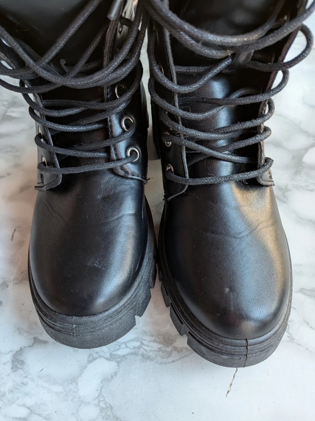 Black Lace-Up Combat Boots SIZE 7 LADIES - photo 3