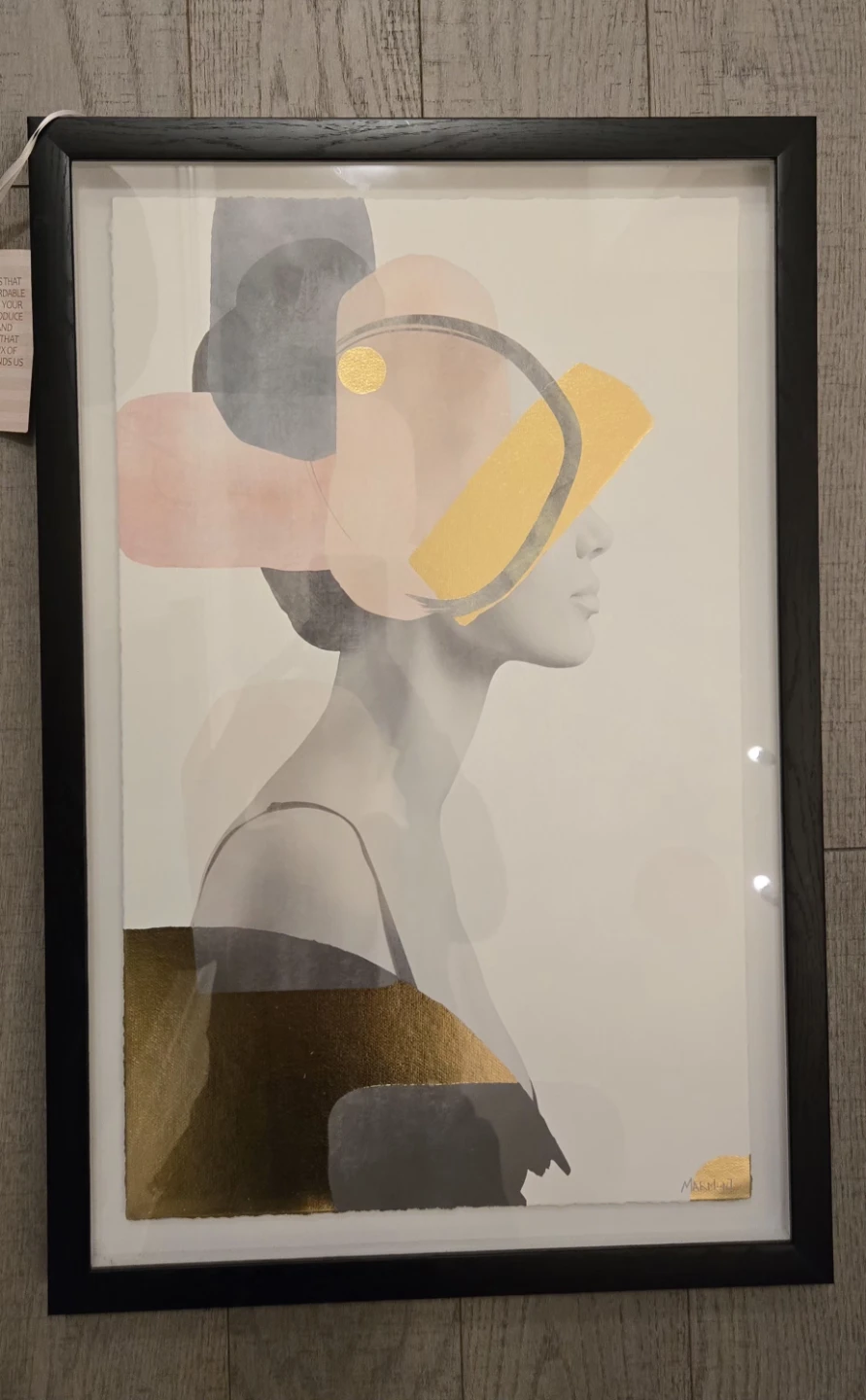 Framed Abstract Art Print of Woman with Gold Accents