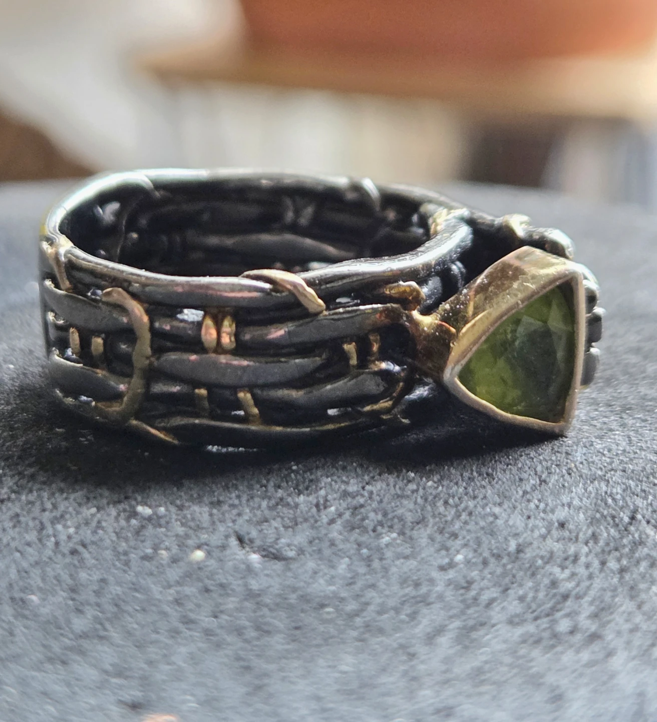 German Kabirski 18k gold, 925 silver Peridot ring - photo 3