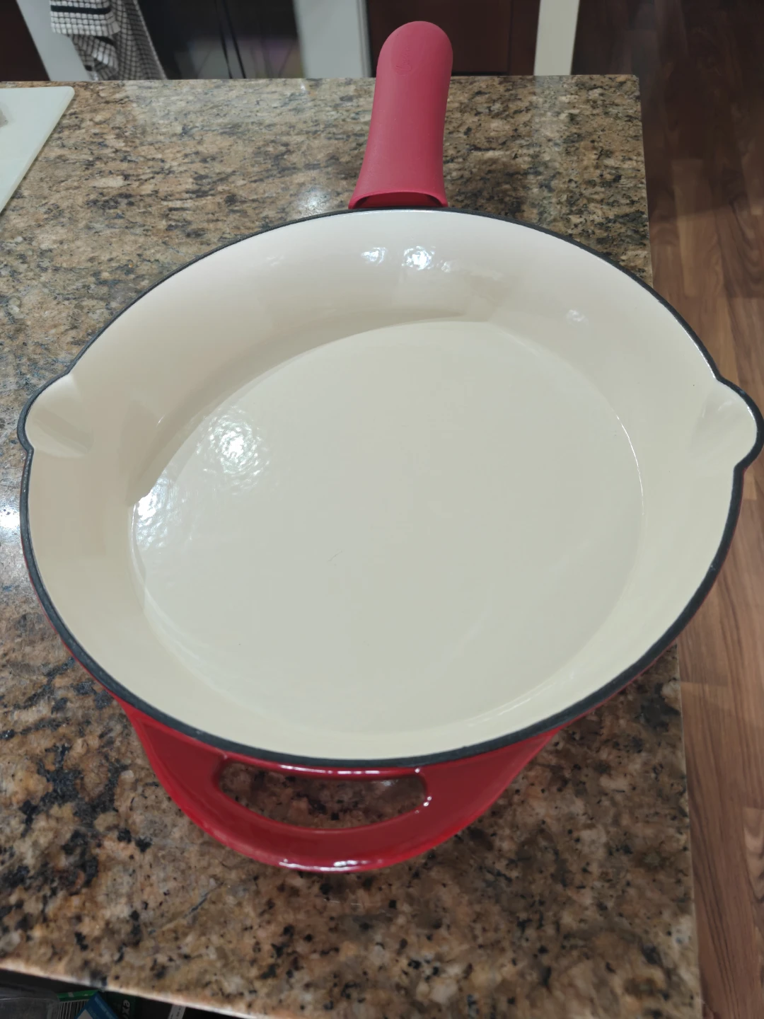 Red Enamel Cast Iron Skillet 12"