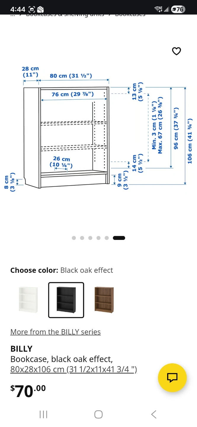 IKEA BILLY Bookcase - Black Oak Effect - 80x28x106 cm - photo 2