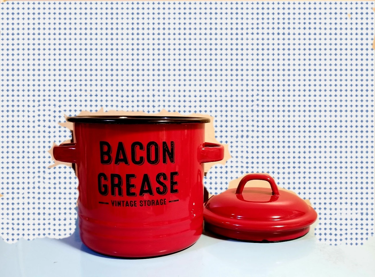 NWT Red Mini Bacon Grease Vintage Storage Container with Lid
