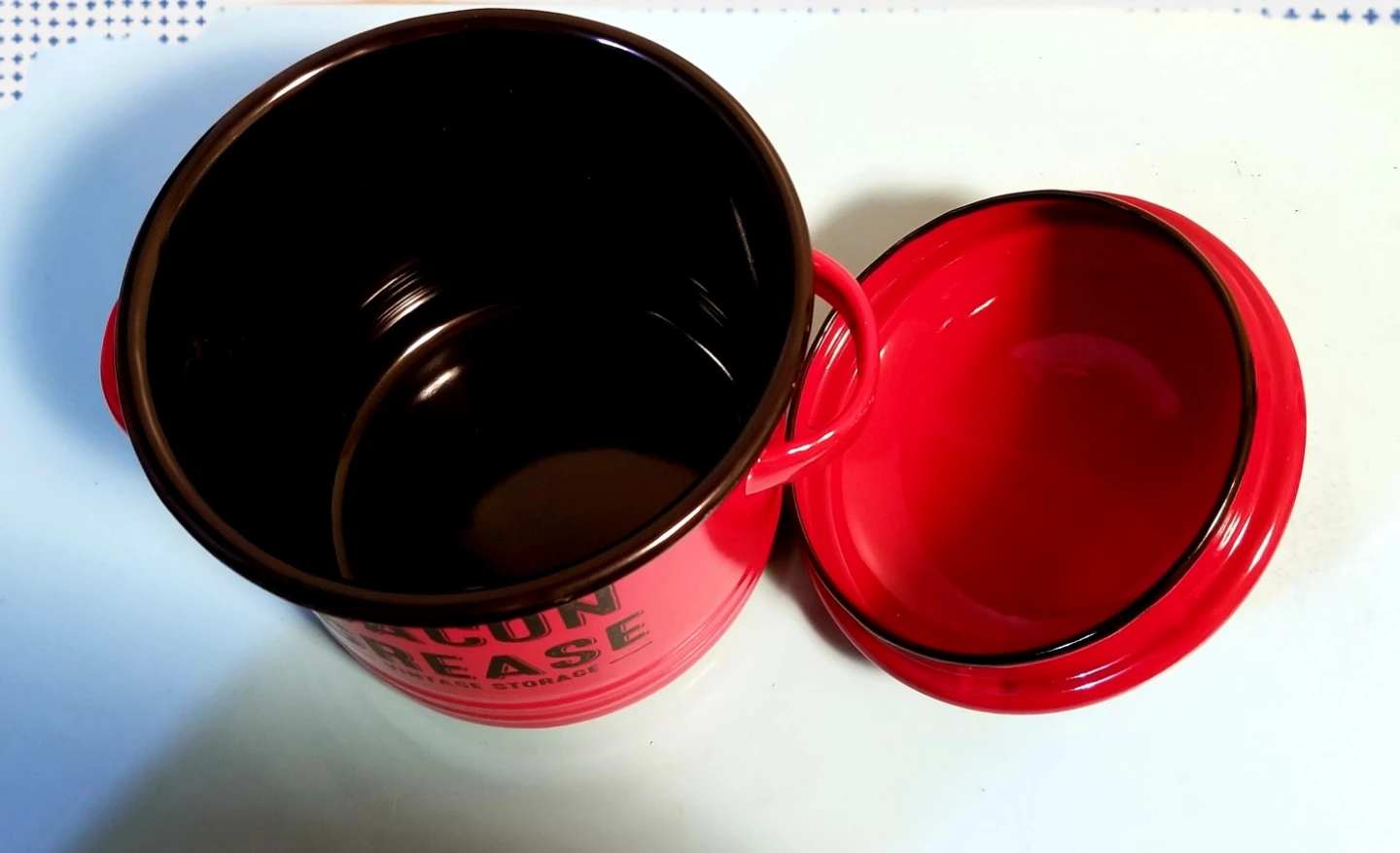 NWT Red Mini Bacon Grease Vintage Storage Container with Lid - photo 2