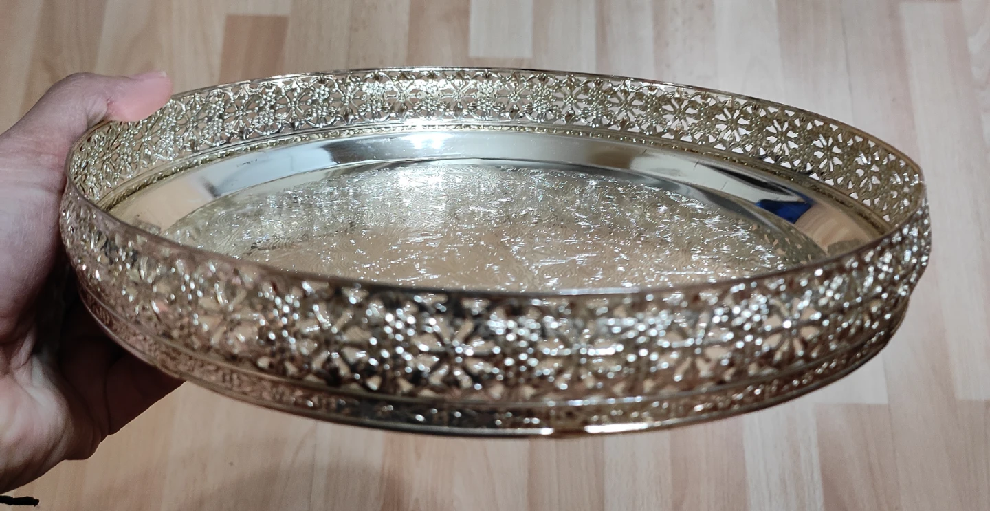 Decorative Silver-Tone Serving Tray