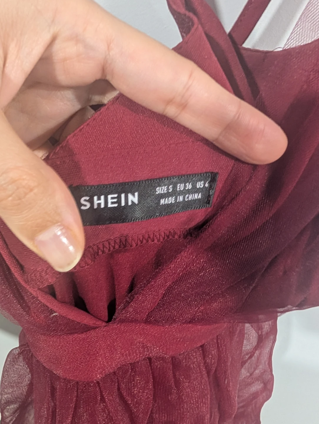 SHEIN Women's Burgundy Tulle Gown - Size S - photo 4