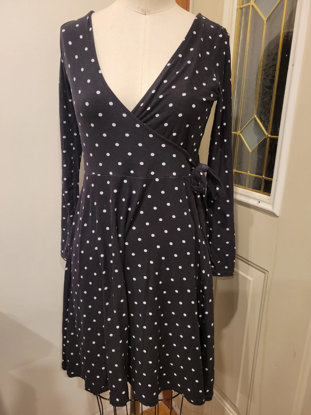 Women's Polka Dot Wrap Dress Med