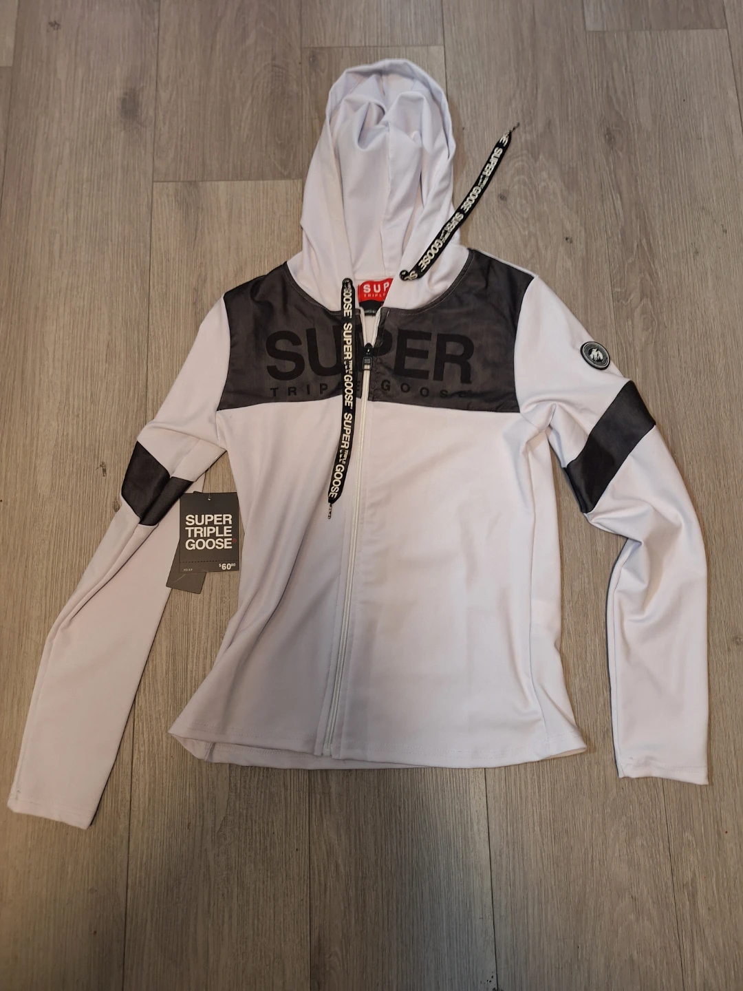 Super Triple Goose Zip-Up Hoodie - White/Black M/M